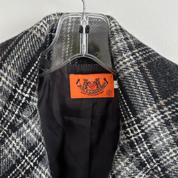 Juicy Couture Vintage Y2K Black Grey Tweed Crop Pea Jacket | Size 2 - Picture 6 of 10